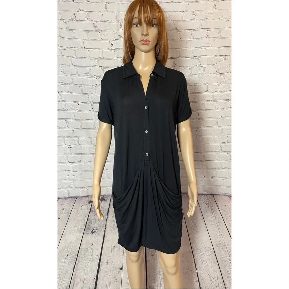 Theory Black Short Sleeve Jersey Shirt Dress Size M - Picture 1 of 9